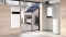 The image shows the combination of Vitocharge, Vitocal, charging station and Vitoair in a modern residential building.